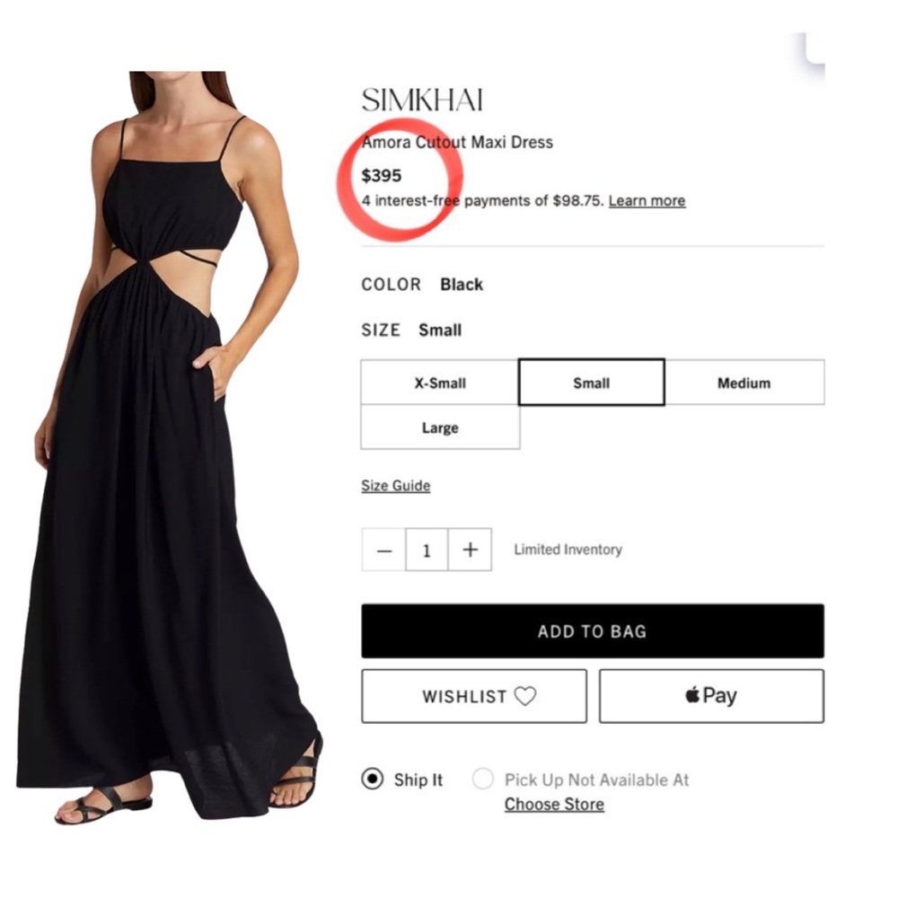 JONATHAN SIMKHAI Amora Strap Detail Maxi Dress Sz M Black - Picture 8 of 14